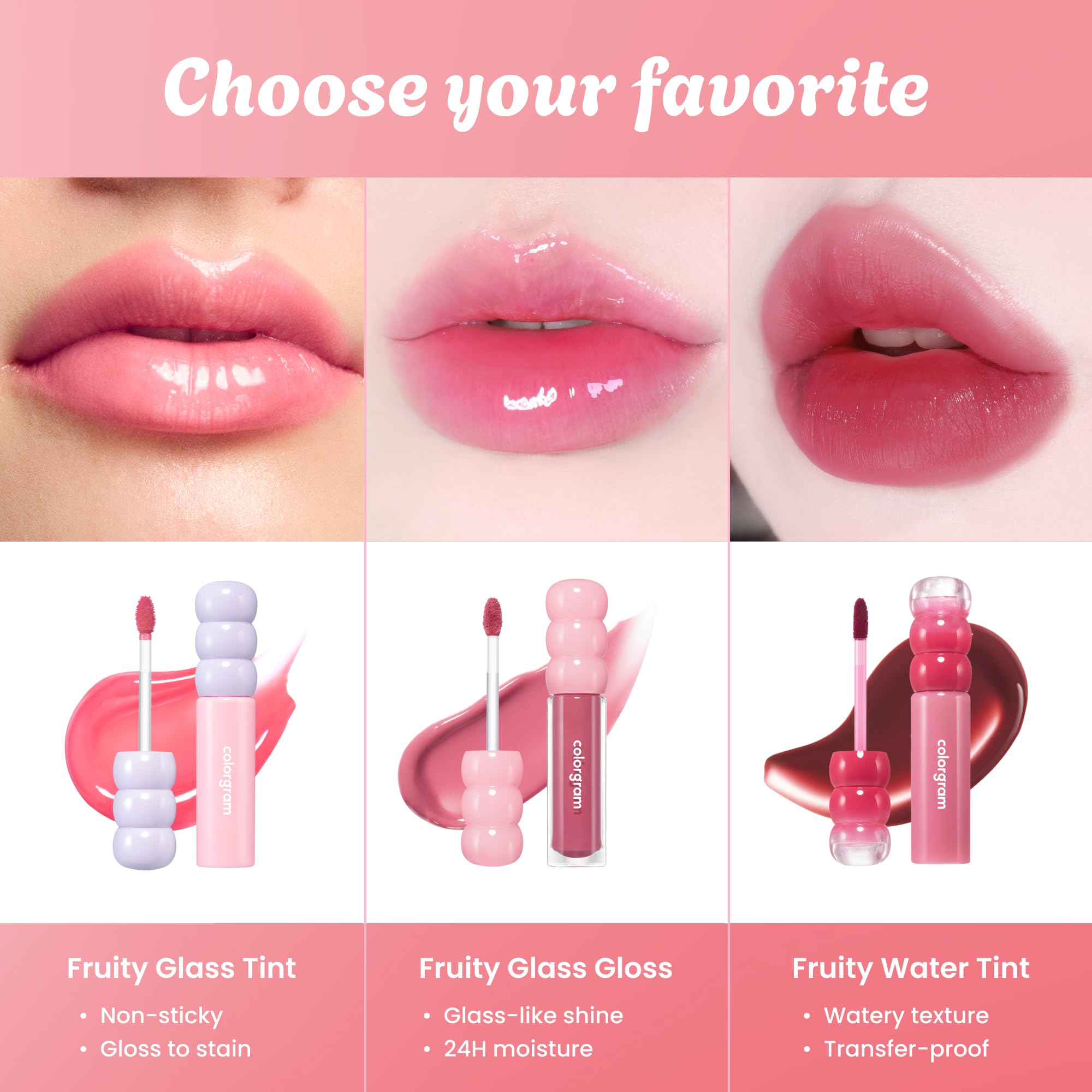 COLORGRAM Fruity Glass Tint 15 Satisfied Fig, Non-Sticky Formula for Glass-Like Shine and Effortless Application