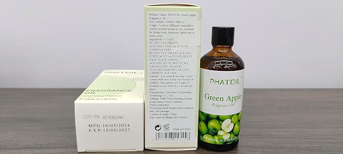 PHATOIL Green Apple Fragrance Oil for Diffuser Aromatherapy 3.38FL.OZ