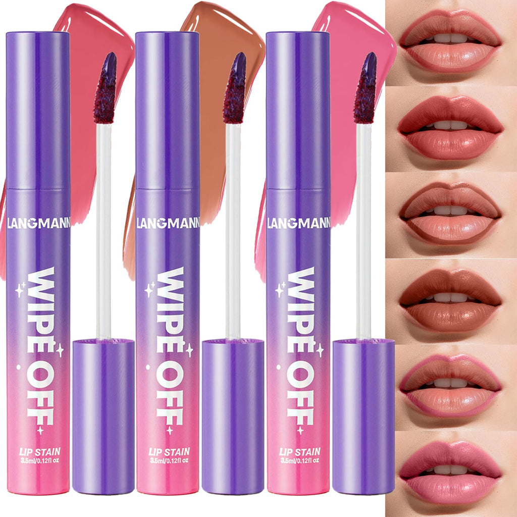 Jolilab Lip Stain Masque,Wipe Off Lip Tint,Waterproof,Transfer proof,Highly Pigmented,Ultra Long Lasting Lip Stain Peel off Makeup With Matte finish for All-day Wear.(#04+#05+#6)