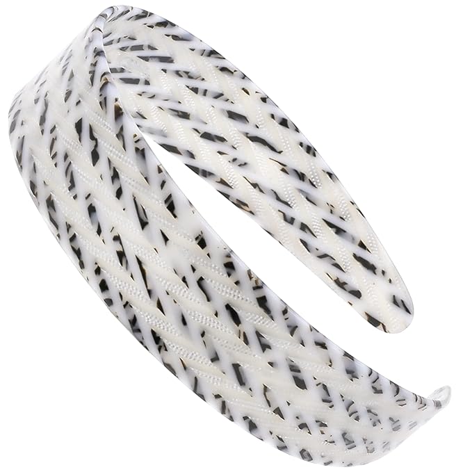 Camila Paris CP3462 French Headband for Women, Handmade White and Gray, Strong Hold Grip Women's Hair Band, Ligth and Very Flexible, No Slip Durable Styling Girls Hair Accessories, Made in France