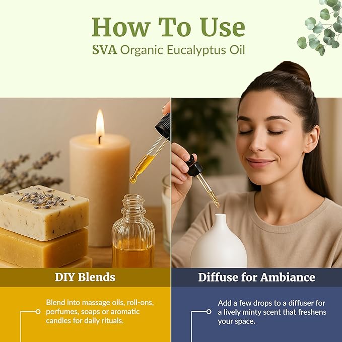 SVA Organic Eucalyptus Essential Oil with Dropper, 4 Fl Oz (118 mL)