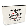 HR Appreciation Makeup Bag - Thank You Gift for Human Resources Director, Manager, Coworker - Travel Cosmetic Bag for Christmas, Birthday, Thanksgiving, Retirement