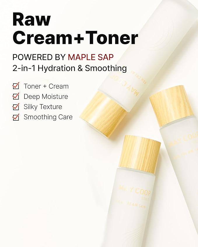 MAY COOP Cream Skin Toner for Face | 2-in-1 Toner & Moisturizer for Deep Hydration | 85% Maple Sap, Lightweight Essence, Softening, Nourishing | Korean Skincare, Vegan, Clean Beauty, 3.71 fl.oz.