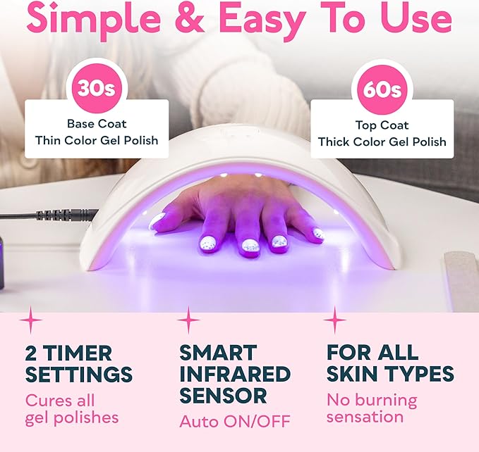 SUNUV UV LED Nail Lamp, UV Light for Gel Nail Polish Dryer SUN9C Pink