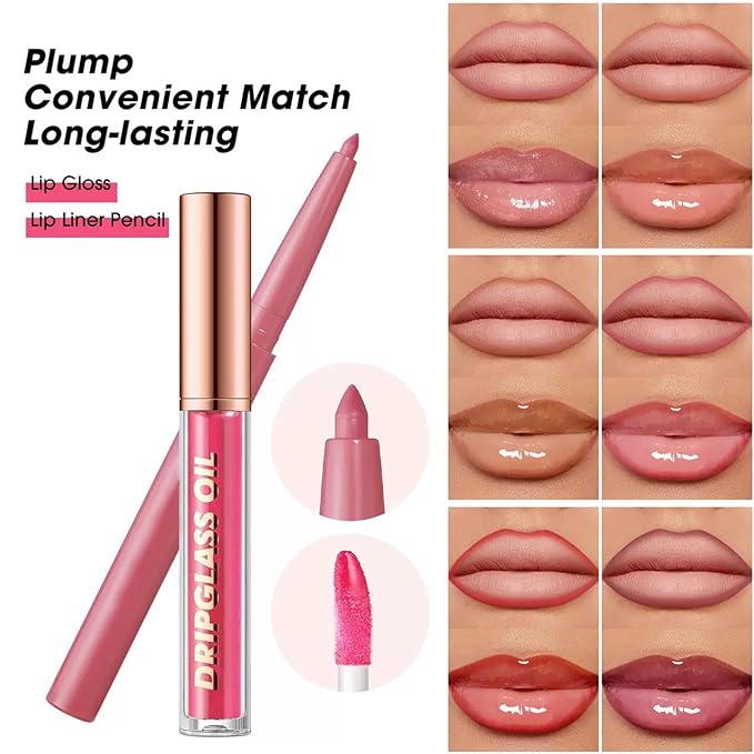 Hyesamyo Pink Lip Liner Waterproof Lip Kit With Lip Liner and Gloss Long Lasting Pluming Smudge proof Highly Pigmented Lip Liner Set with Lipgloss (09# Pink)