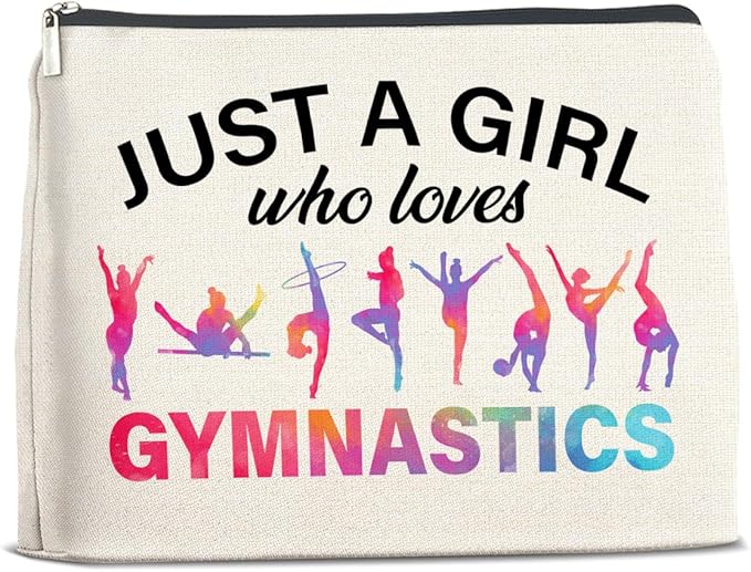 UPNEGE Gymnastics Gifts Makeup Bag Gymnastics Gifts for Women Cheerleader Gymnast Cosmetic Bag Just a Girl Who Loves Gymnastics Zipper Makeup Pouch Gift