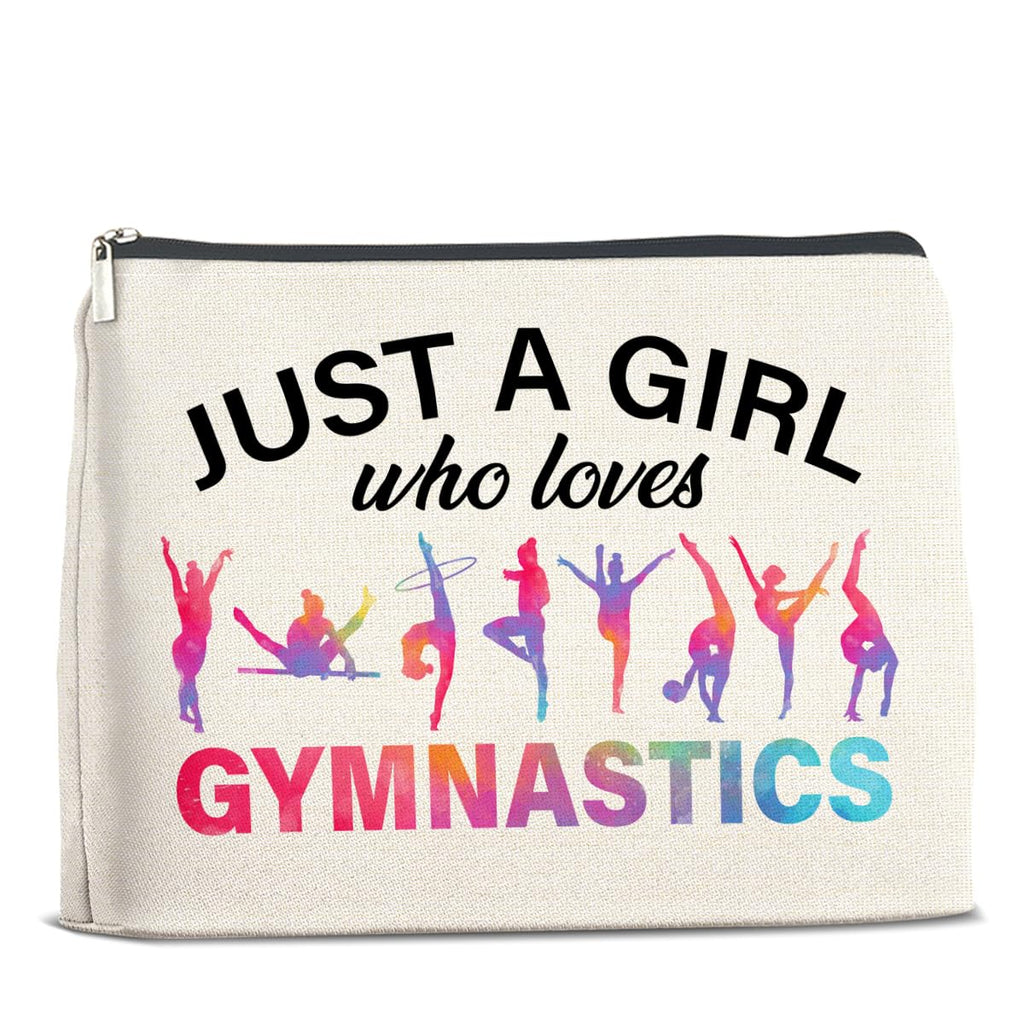 UPNEGE Gymnastics Gifts Makeup Bag Gymnastics Gifts for Women Cheerleader Gymnast Cosmetic Bag Just a Girl Who Loves Gymnastics Zipper Makeup Pouch Gift