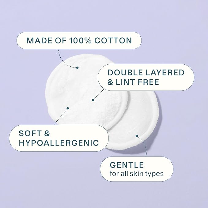 Cliganic Organic Cotton Rounds (300 Count) Makeup Remover Pads, Hypoallergenic, Lint-Free | 100% Pure Cotton