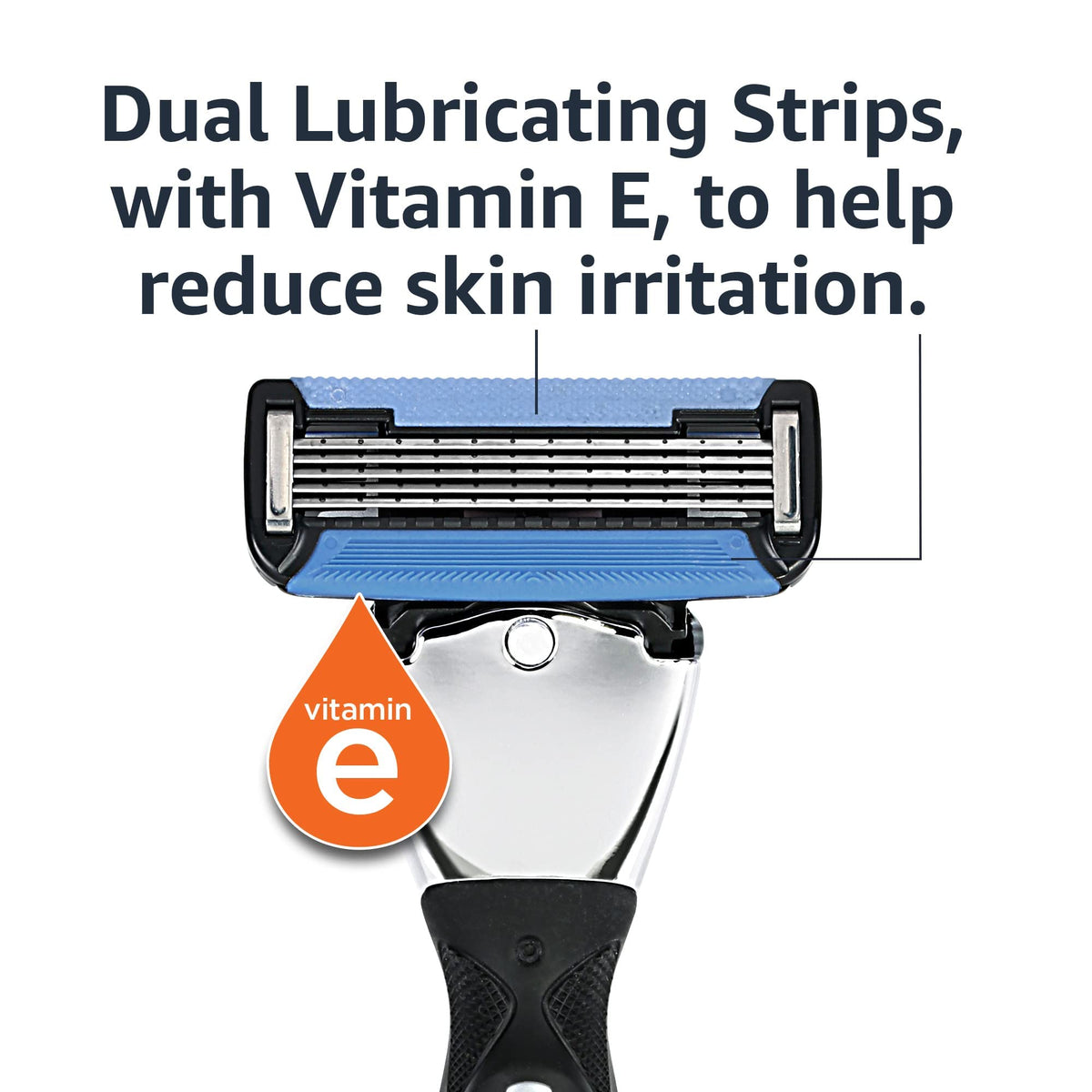 Amazon Basics 5-Blade MotionSphere Men's Razor with Dual Lubrication, Vitamin E, Precision Trimmer, 1 Handle & 16 Cartridges, Black