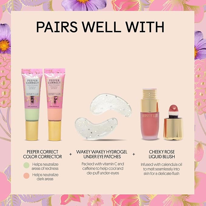 Winky Lux Peeper Perfect Under Eye Concealer, Makeup & Eye Brightener, Full Coverage Concealer for Dark Circles, Color Corrector & Eye Primer, With Collagen, Hyaluronic Acid & Vitamin E (Light Beige)