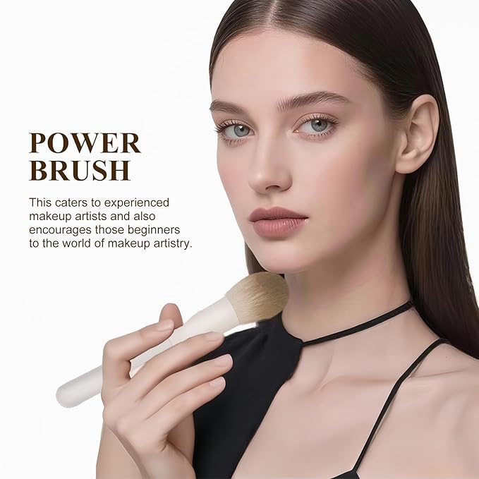 Intercilium Rains Makeup Brush Set Professional 13pcs，Premium Synthetic Powder Foundation Contour Blush Concealer Eyeshadow Blending Liner Make Up Brushes Kit（Milky B521）