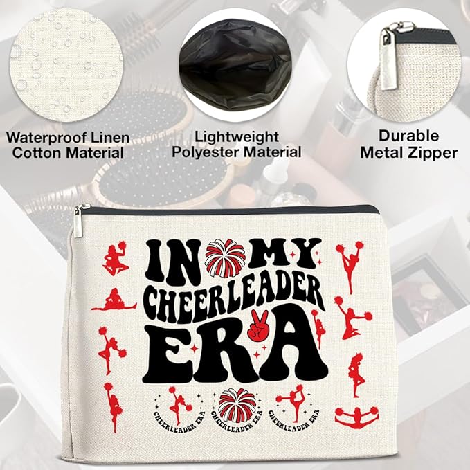 UPNEGE Cheerleader Gifts Makeup Bag Cheerleading Team Gifts for Women Cheerleader in My Cheerleader Era Zipper Makeup Pouch
