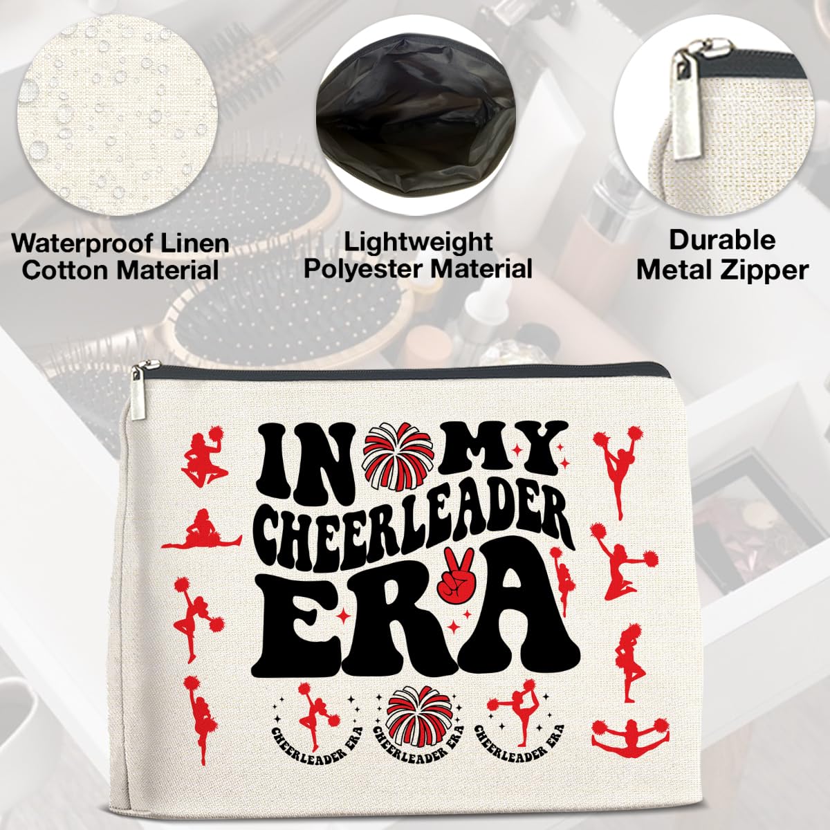 UPNEGE Cheerleader Gifts Makeup Bag Cheerleading Team Gifts for Women Cheerleader in My Cheerleader Era Zipper Makeup Pouch