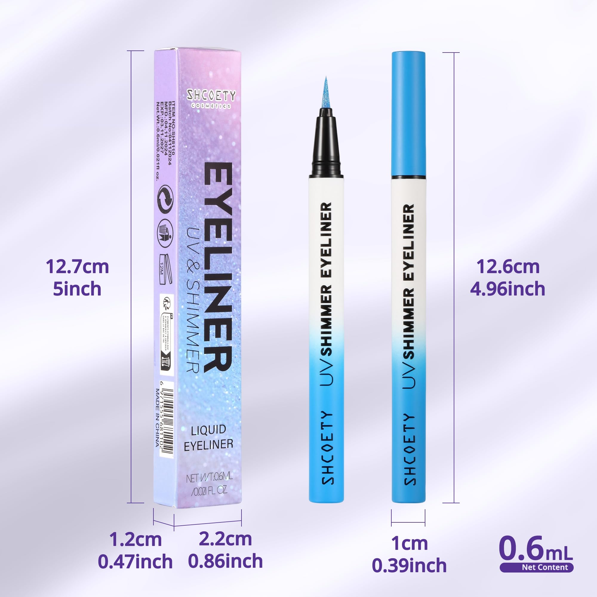 Wismee Metallic Neon Liquid Eyeliner, Glitter Neon Colored Eyeliners Pen, High Pigmented, Waterproof Smudge-Proof and Long-Lasting Metallic Eye Makeup for Halloween Christmas,Shimmer Blue