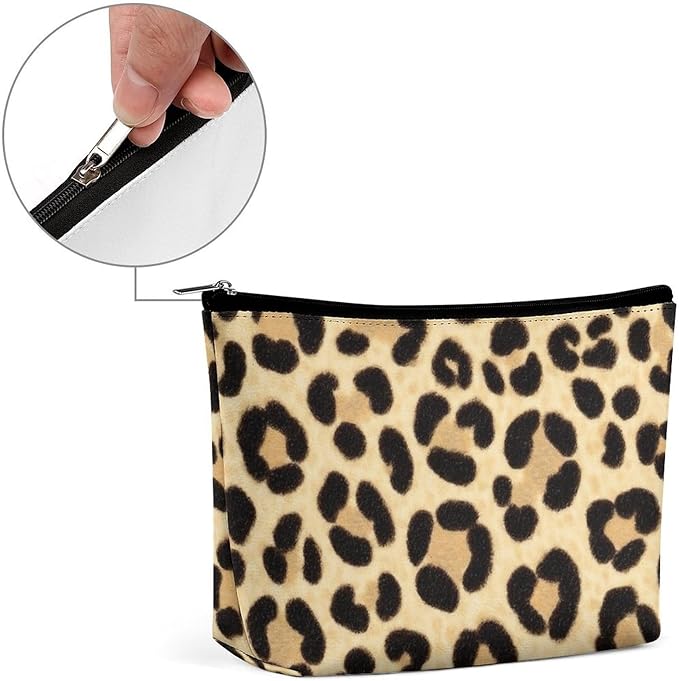Meaudiwes Travel Cosmetic Bag, Large Makeup Case, Toiletry Bag, Personality Fashion Zipper Cosmetic Case Wild Animal Leopard Print