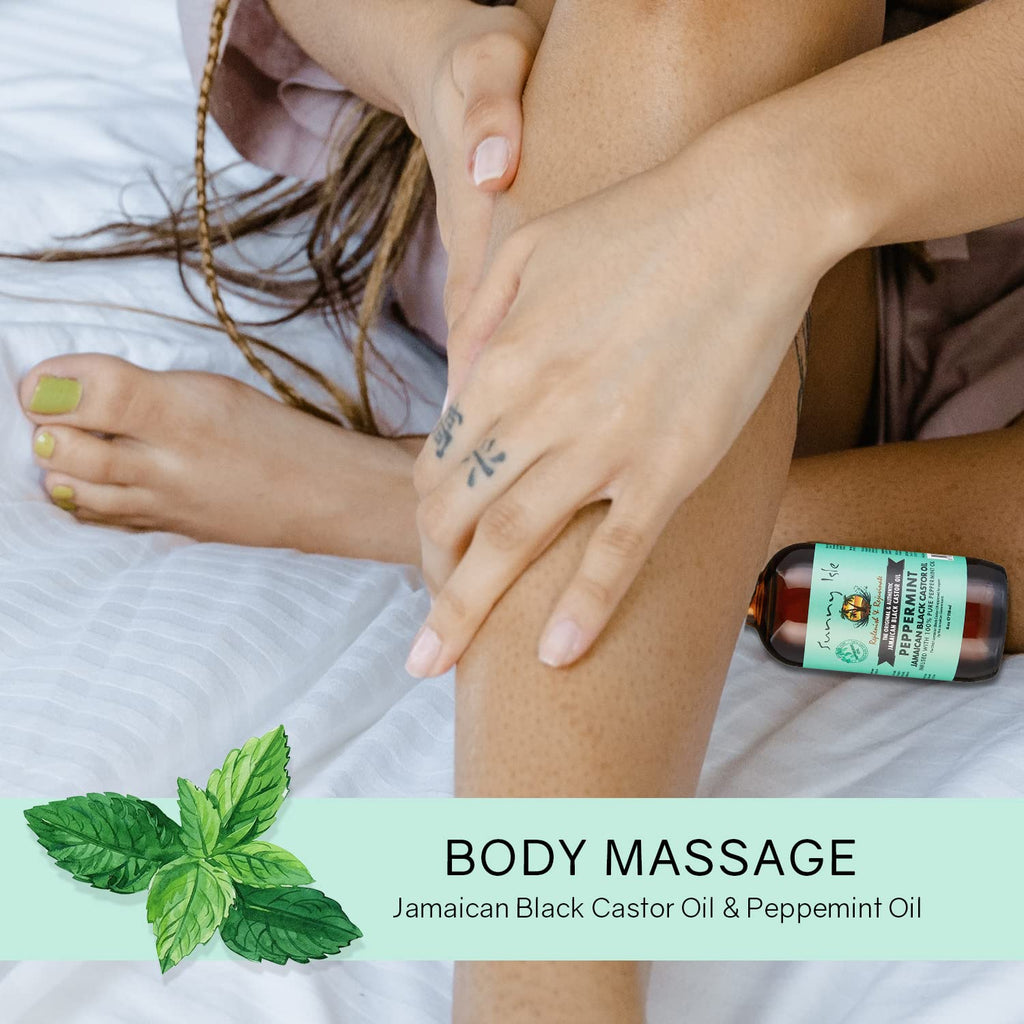 Sunny Isle Peppermint Jamaican Black Castor Oil 4oz - Hair, Scalp, Skin