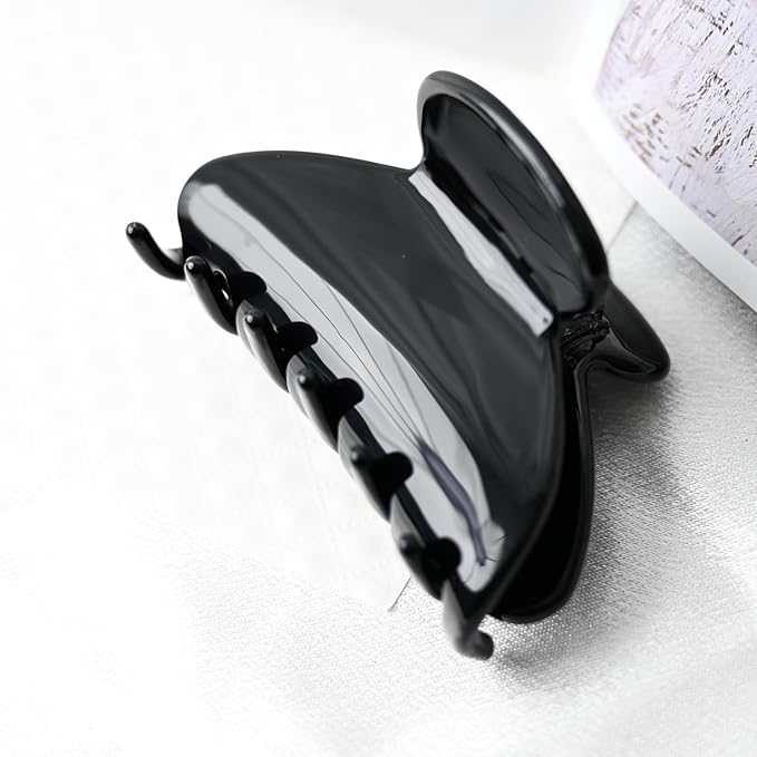 Prettyou Handmade Celluloid Acetate French Design Barrettes Tortoise Shell Claws Hair Claw Luxury Fashion Accessories Hair Clip for Women (Classic black)