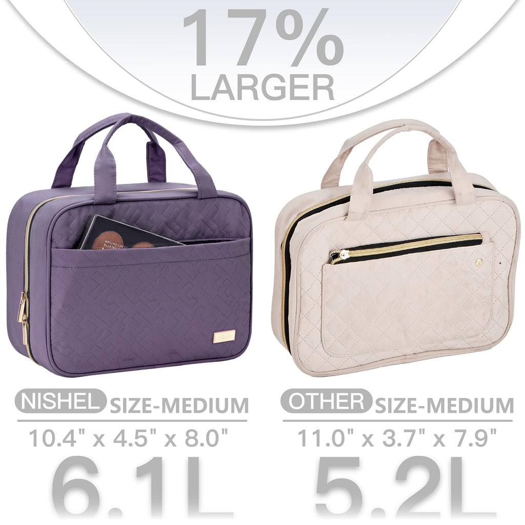 NISHEL Travel Toiletry Bag for women, Portable Hanging makeup Organizer