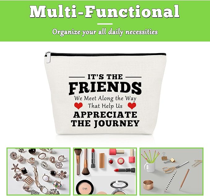Best Friend Gift for Women Makeup Bag Friend Birthday Gifts Thank You Present for Friends Bff Sister Inspirational Cosmetic Bag for Her Friendship Graduation Present for Her Travel Cosmetic Pouch