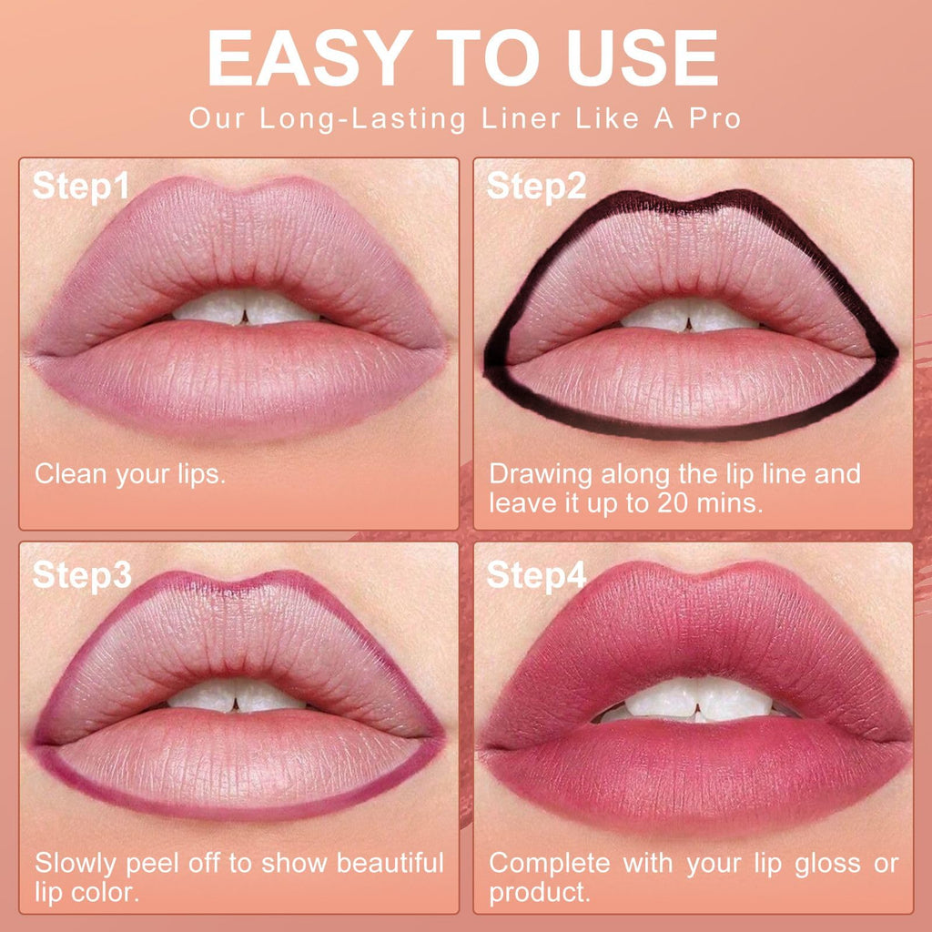 2PCS Lip Stain Peel Off Lip Liner Moisturizing Long-Lasting & Waterproof MV