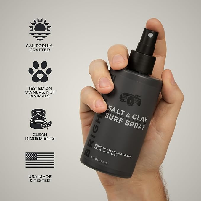 BRIGHTSIDE Salt & Clay Surf Spray - Instant Volume & Texture for Thicker Hair - Natural Sea Salt Spray for Men & Women - Hydrate with Light Hold, Alcohol-Free, Clean ingredients, 3oz Travel Approved