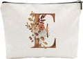 YKYENR A-Z Boho Personalized Cosmetic Bag-Floral Cotton Letter Makeup Bag With Zipper-Artistic Cosmetic Bag For Travel-Bride,Birthday Gift For Women Daughter Friends-Women Makeup Organizer-A05