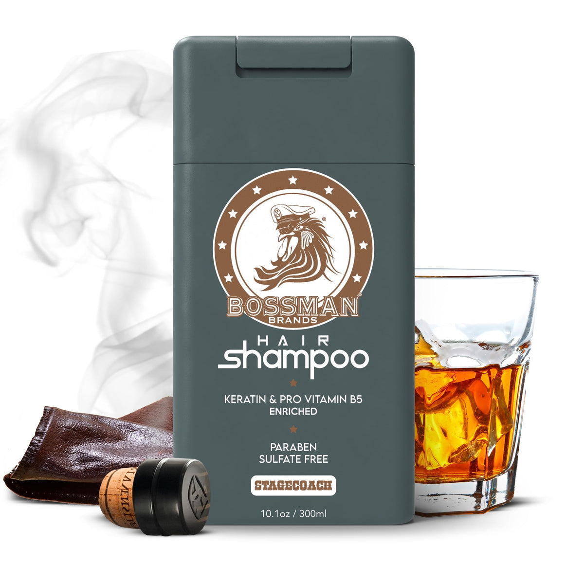 Bossman Hair Shampoo for Men w/ Keratin & Vitamin Pro5 - Stagecoach Scent