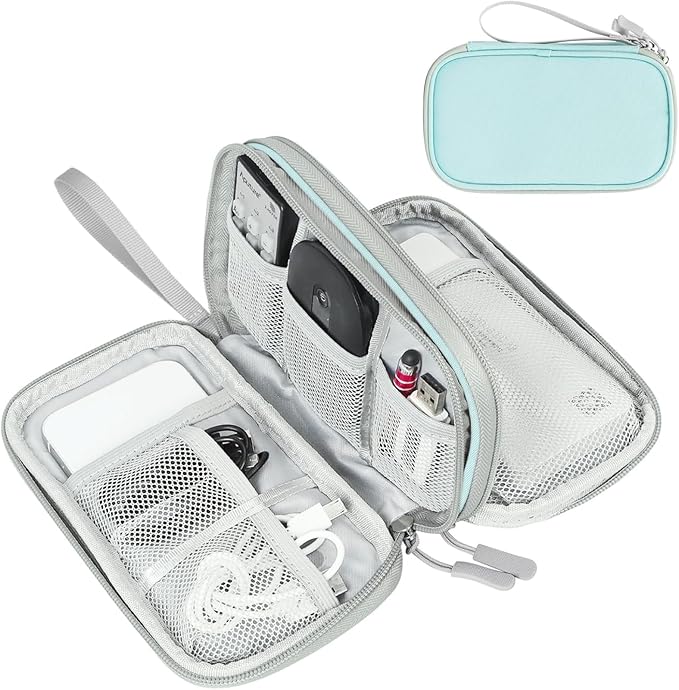 FYY Electronic Organizer, Travel Tech Pouch Bag, Medium, Mint Green