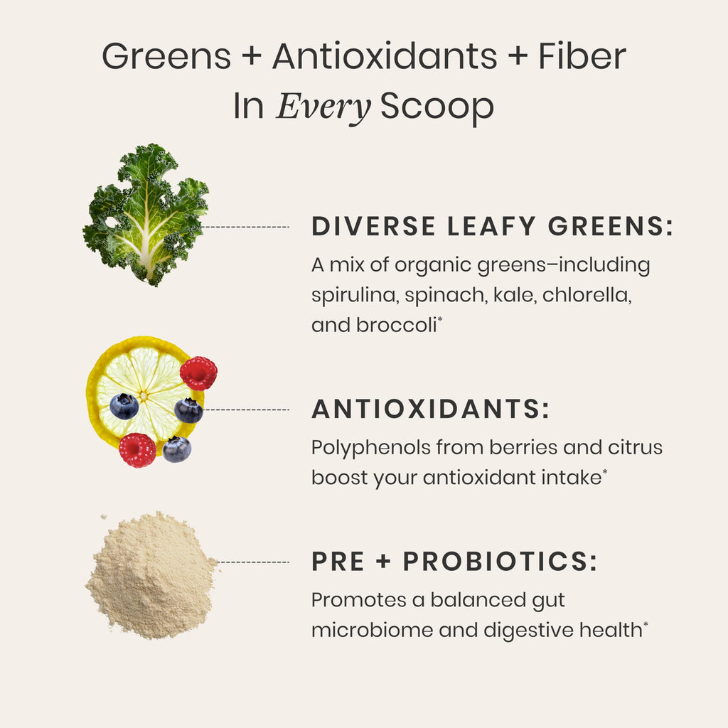 Perelel Acai Berry Daily Greens Powder with Probiotics & Fiber