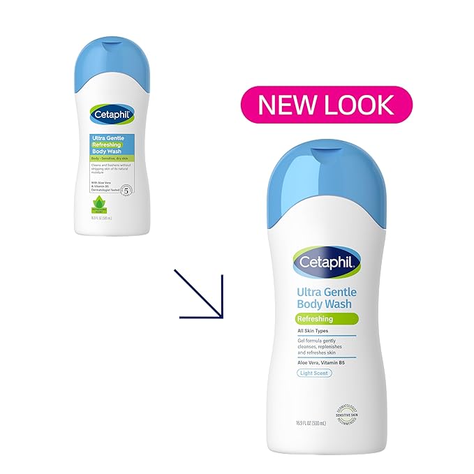 Cetaphil Ultra Gentle Refreshing Body Wash, Hypoallergenic, 16.9 fl oz, 3ct