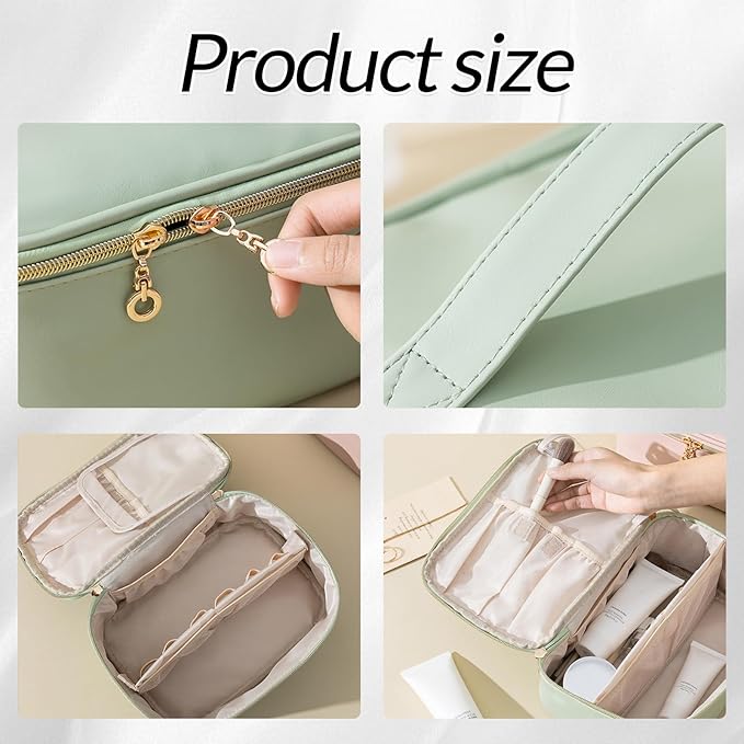 Zomfiouy Custom Makeup Bag for Women Leather Personalized Cosmetic Bag