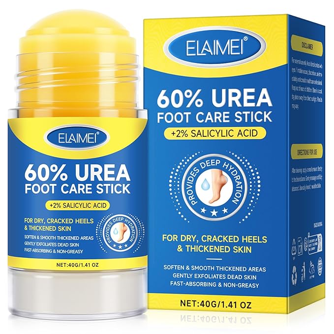 60% Urea with 2% Salicylic Acid Urea Foot Care Stick, Heel Stick for Cracked Feet, Foot Care Cream Moisturizer for Dry Cracked Feet, Knees, Elbows, Hands -1.41oz