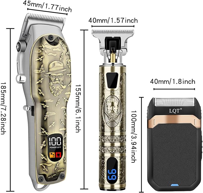 LQT Professional Hair Clipper Set for Men Electric Shaver Razor Cordless Hair Cutting Barber Clippers Beard Trimmer Men’s Grooming Kit Gifts for him (Bronze)