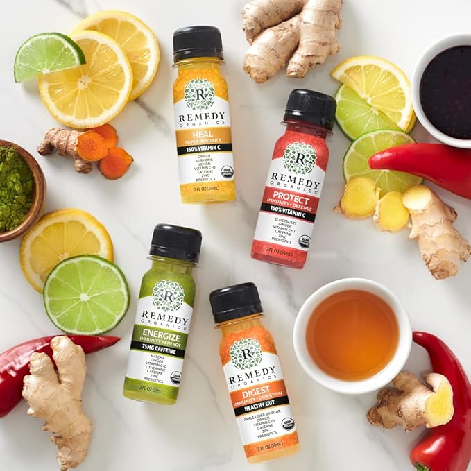 Remedy Organics Immunity Plus Shot, Protect Me | Boost Energy, Brain Function, Detoxification, and Metabolism | Brain Juice | Certified-Organic Ingredients