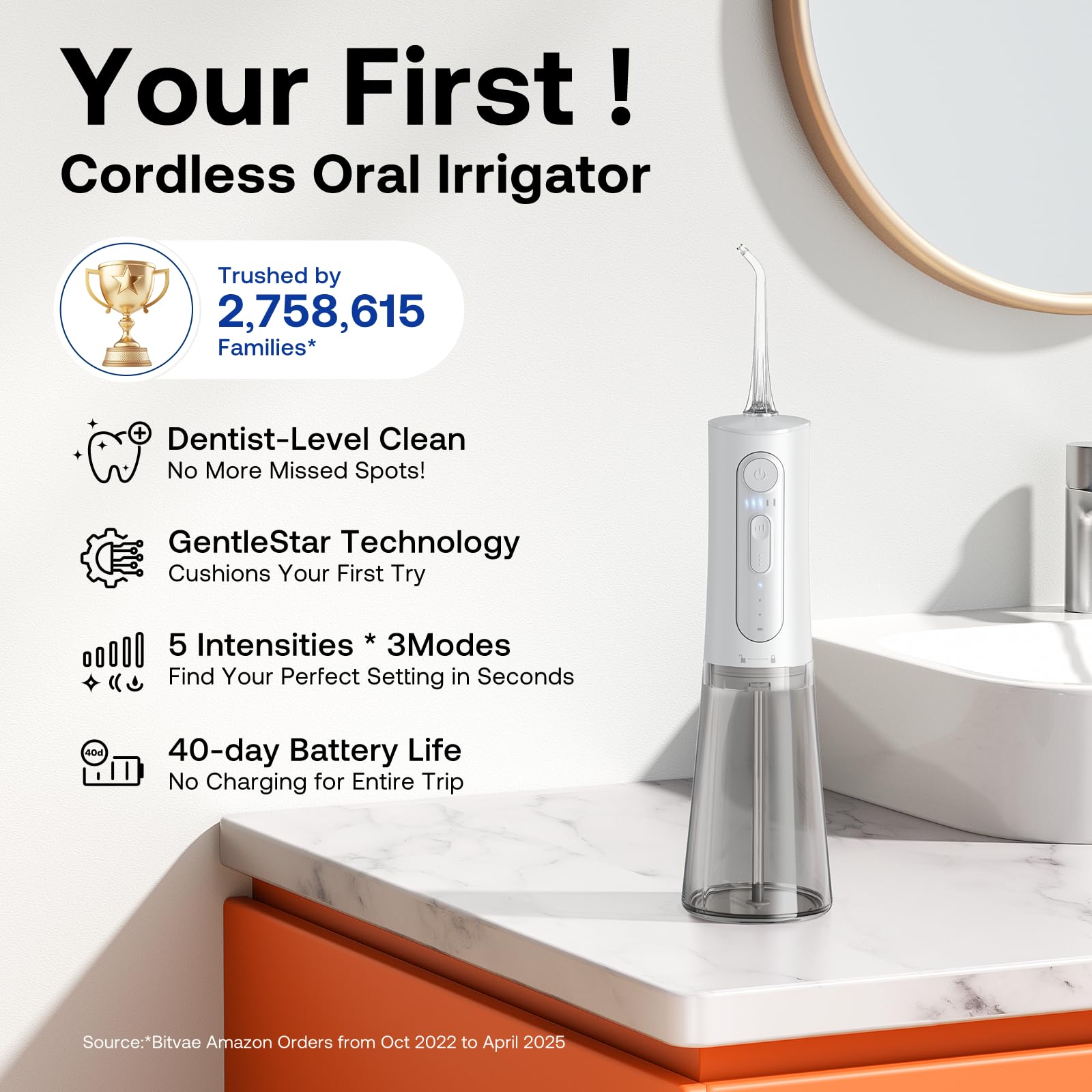 Bitvae Water Dental Flosser for Teeth, Cordless Water Teeth Cleaner Picks