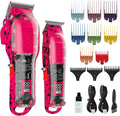 Tuanchuanrp Professional Hair Clippers for Woman, Cordless Barber kit for Hair Cutting & Grooming, Hair Clippers and Trimmer Set for Barber Haircut with LED Display, 8 Fade Taper Combs(Pink Set)