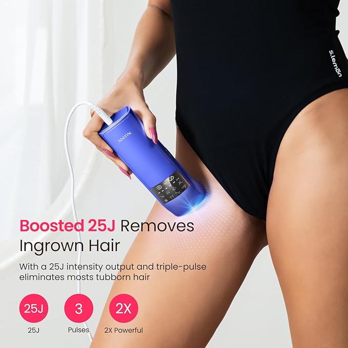 TRIPLE-Pulse IPL Laser Hair Removal, Comfort 37°F Sapphire Ice Cooling Hair Removal Device for Women and Men, Effective, Permanent, Alternative to Salon Hair Removal at Home (Purple)
