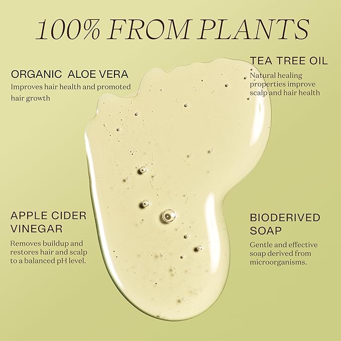 Ingreendients Natural Shampoo With Organic Ingredients - Sulfate Free, Color Safe, Non Toxic With Tea Tree Oil & Apple Cider Vinegar, Vegan, Gluten Free, pH Balanced