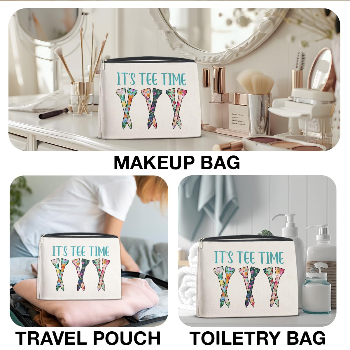 FYDHQSS Golf Gifts Accessories for Women Golf Lover Player Makeup Bag