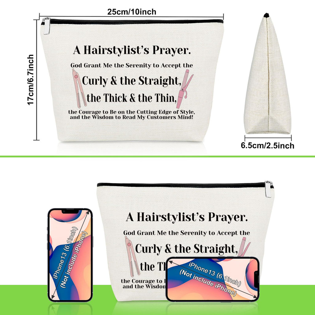 Hairdresser Gifts Hair Stylist Prayer Makeup Bag Hair Stylist Presents Hairstylist Gift Christian Appreciation Presents for Salon Religious Birthday Cosmetic Bag Cosmetology Graduation Travel Pouch