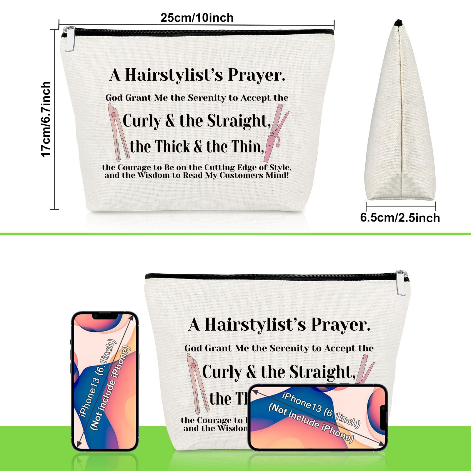 Hairdresser Gifts Hair Stylist Prayer Makeup Bag Hair Stylist Presents Hairstylist Gift Christian Appreciation Presents for Salon Religious Birthday Cosmetic Bag Cosmetology Graduation Travel Pouch