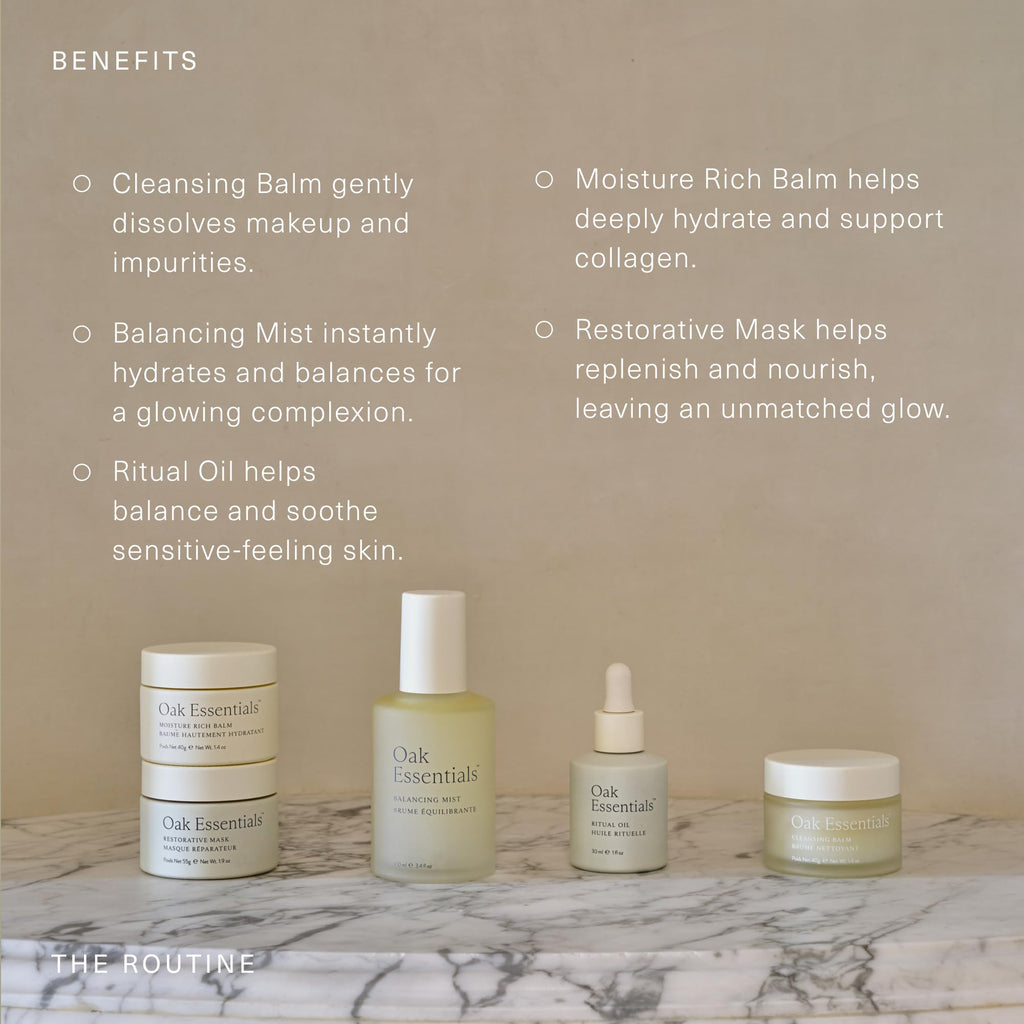 Oak Essentials The Routine Face Skincare Set, 5-Piece, Full Sizes
