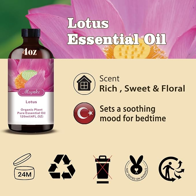 MLYNKL Lotus Essential Oil,Lotus Oil for Massage Home,4 fl oz