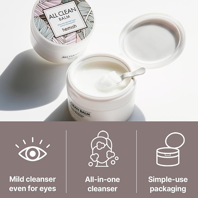 HEIMISH All Clean Balm, Cleansing Balm, Waterproof Eye Makeup Remover, Oil Cleanser, Face Wash, Double Facial Cleanse, Vegan, For All Skin Types, Korean Skincare, 4.0 fl oz / 120ml