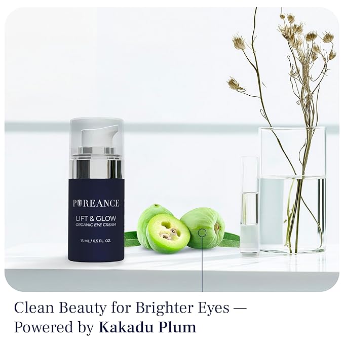 PUREANCE Lift & Glow Organic Eye Cream for Dark Circles & Puffiness