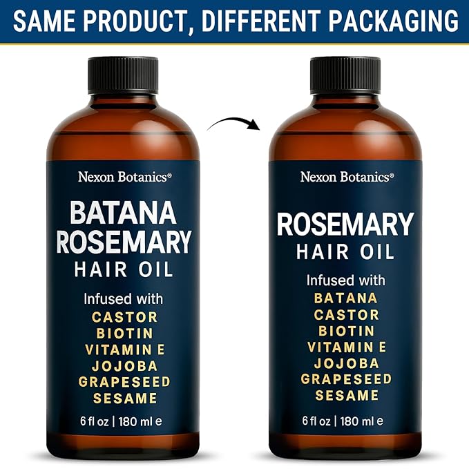 Batana Rosemary Oil for Hair Growth 6 fl oz - Lightweight Scalp Oil for Dry, Damaged Hair & Frizz Control - Aceite de Romero Para el Cabello - Nexon Botanics