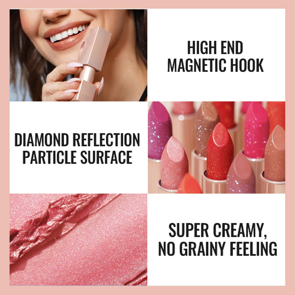 Oulac Moisture Rose Lipstick - High Shine Shimmery Finish, Super Creamy Texture, Medium to High Coverage - Gluten Free, PG14 La Vie en Rose