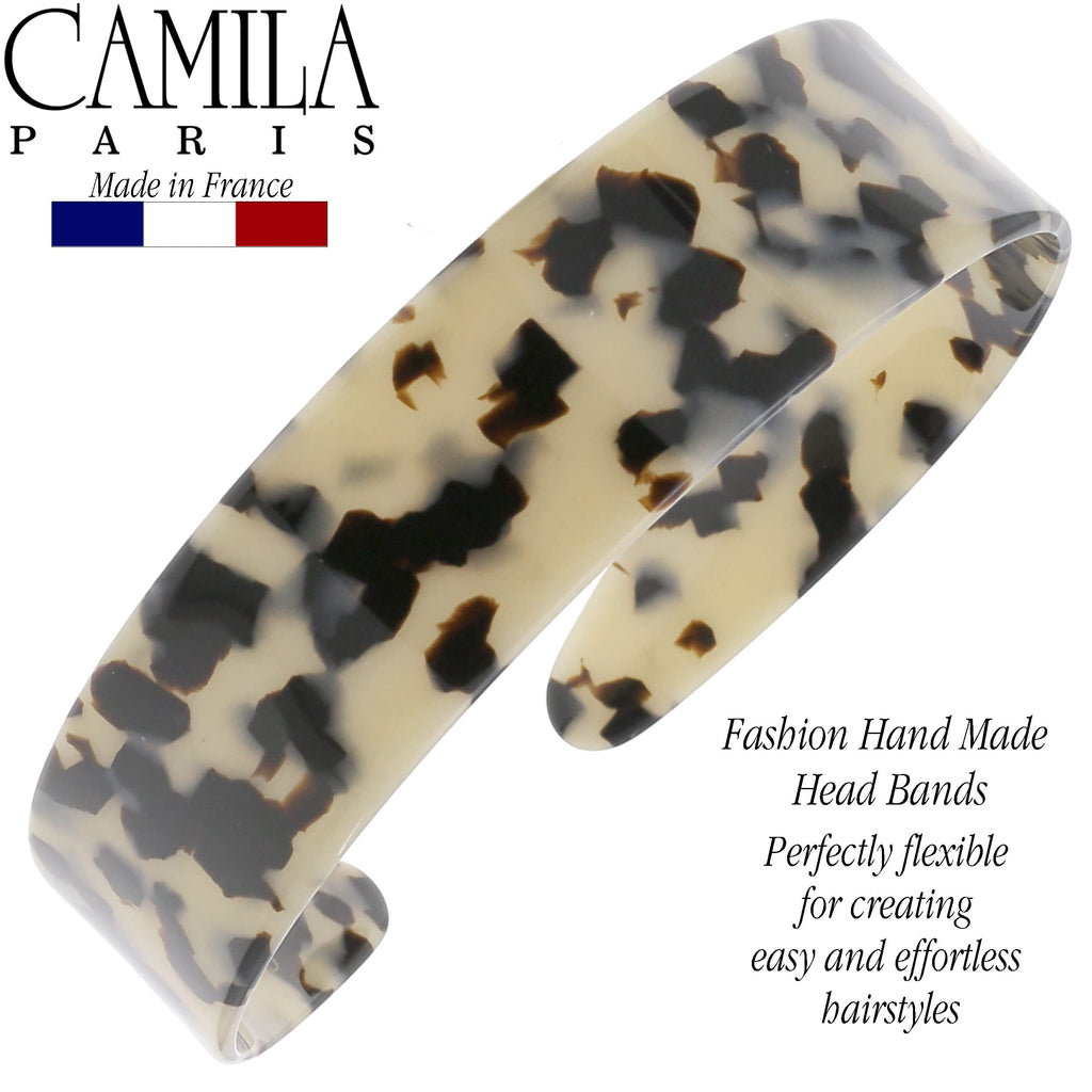 Camila Paris CP3882 French Headband for Women, Handmade White Tokyo, Strong Hold Grip Women's Hair Band, Ligth and Very Flexible, No Slip Durable Styling Girls Hair Accessories, Made in France