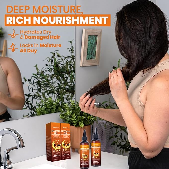 MAITING Batana Oil for Hair Growth, 4-In-1 Batana Oil,Pumpkin Seed,Rosemary, and Castor,Nourishes hair for Men Women 2pcs