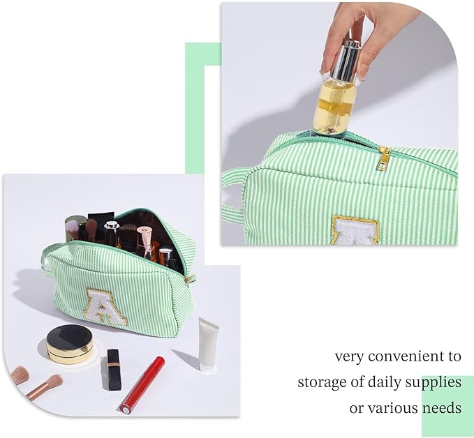 YOOLIFE Personalized Birthday Gift for Women - Monogram Initial Makeup Cosmetic Bag for 20th 30th 40th 50th 60th Birthdays